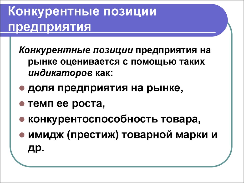 Позиция предприятия