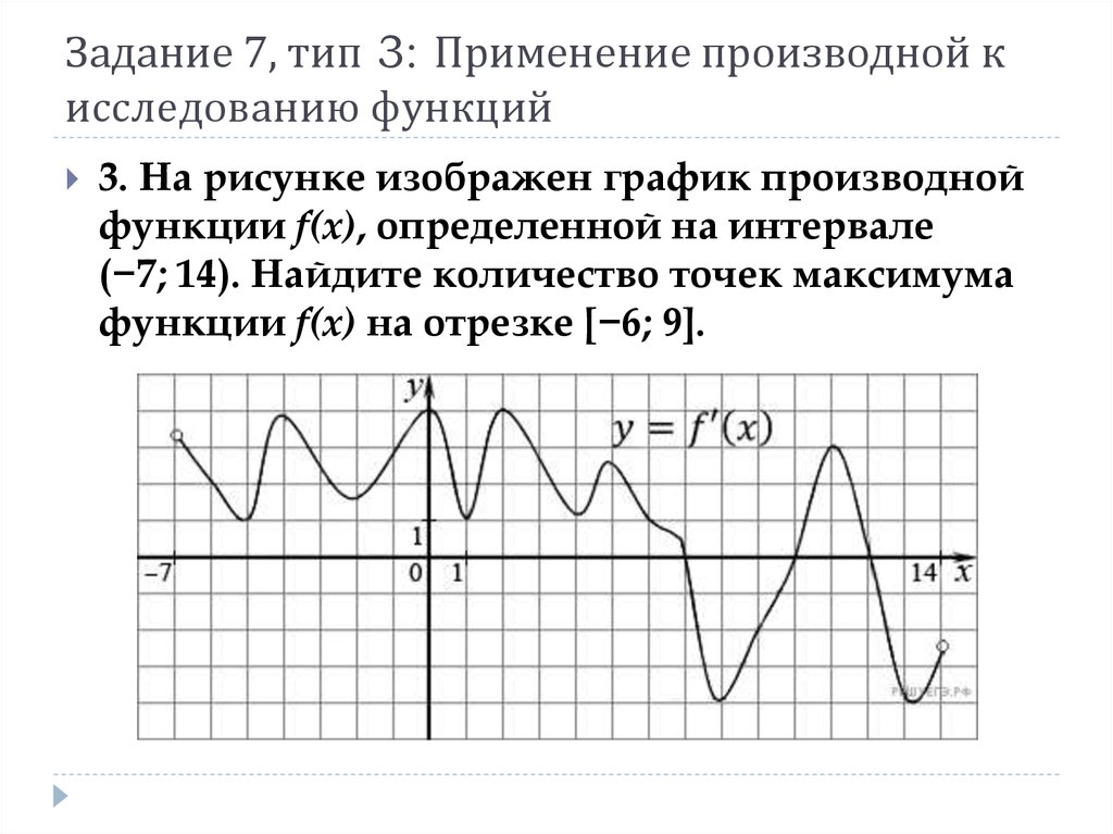 Исследование производной. Исследование производной к исследованию функций. Применение производной к исследованию функций и построению графиков. Применение производной к исследованию функции. Исследование функции по графику производной.