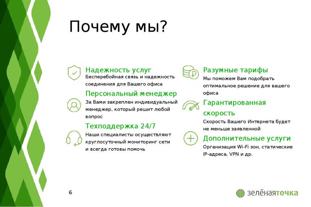 Коммерческое предложение по предоставлению телекоммуникационных услуг от компании «Зеленая точка» - презентация онлайн