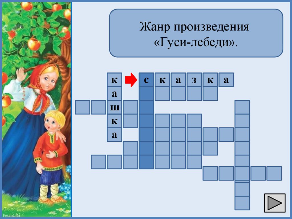 Гуси лебеди 1 класс литературное чтение презентация. Жанр произведения гуси лебеди. Кроссворд по сказке гуси лебеди. Интерактивный кроссворд. Кроссворд русские народные сказки.