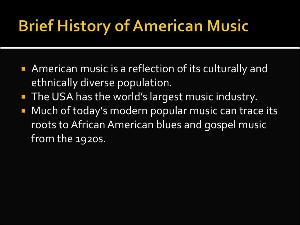 Brief History Of American Music Online Presentation