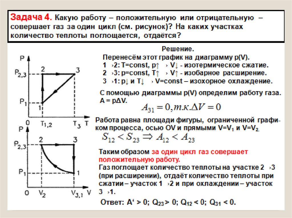 Количество теплоты поглощается. На каком участке ГАЗ совершает положительную работу. Отрицательная и положительная работа газа за цикл. Работа газа за цикл отрицательна. ГАЗ за цикл совершает положительную работу.