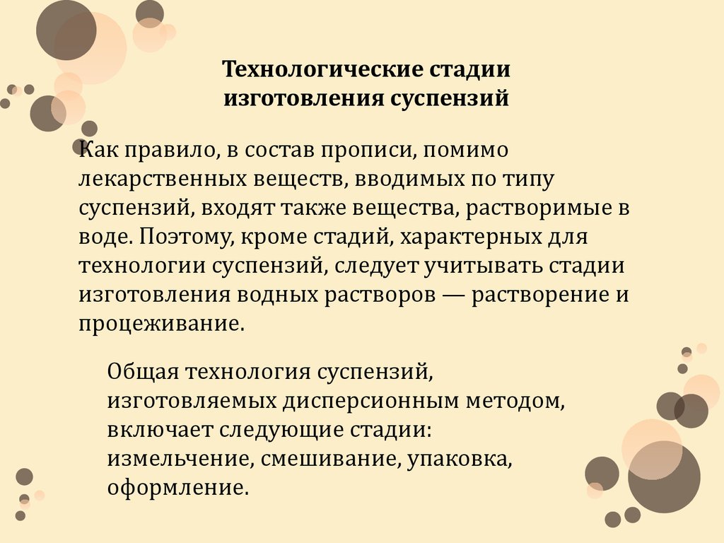 Изготовление суспензий дисперсионным способом (Лекция №17) - презентация  онлайн