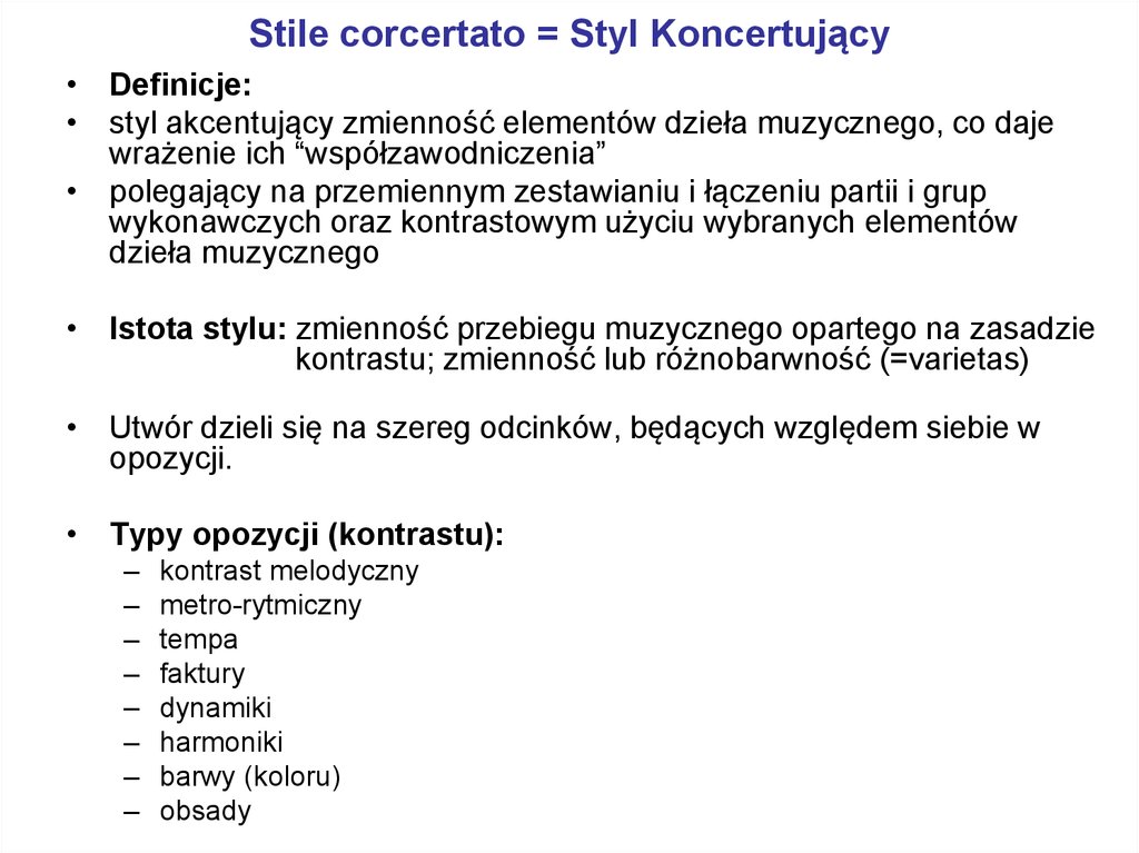 Stile corcertato = Styl Koncertujący