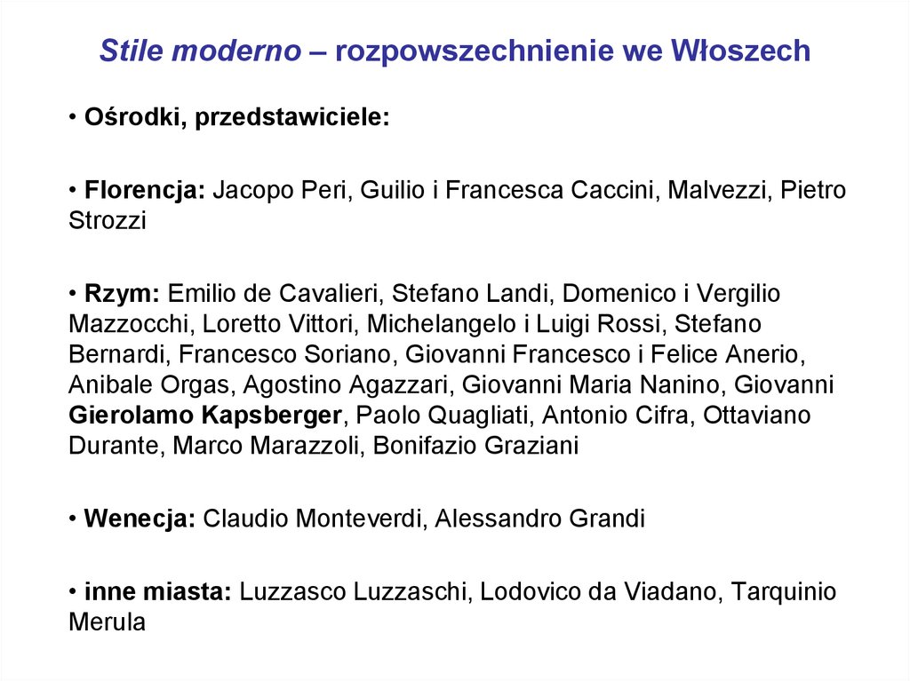 Stile moderno – rozpowszechnienie we Włoszech