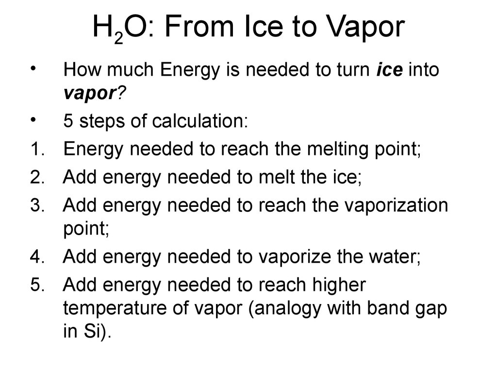 H2O: From Ice to Vapor