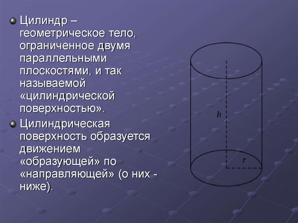 Цилиндр геометрия. Образующая цилиндрической поверхности. Цилиндр презентация. Образующая гиперболического цилиндра. Какое тело называется цилиндром.