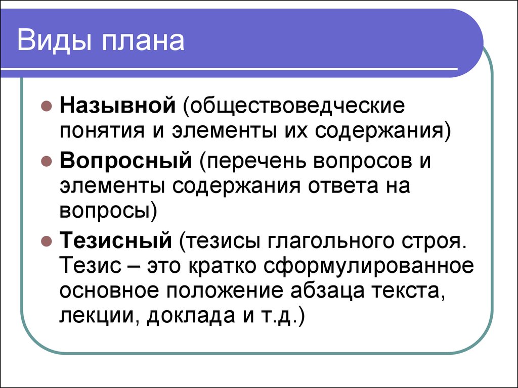 Составленной какой вид. Виды планов. План виды плана. Виды планов текста. Перечислите виды планов..