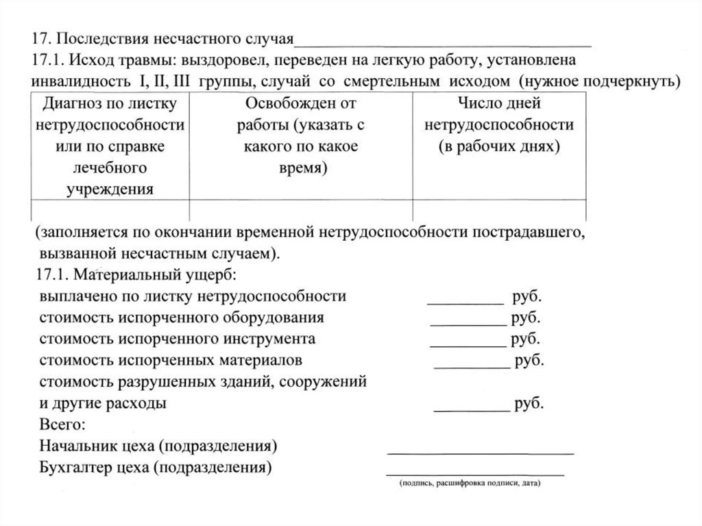 Сообщения о последствиях несчастного случая форма 8 образец заполнения