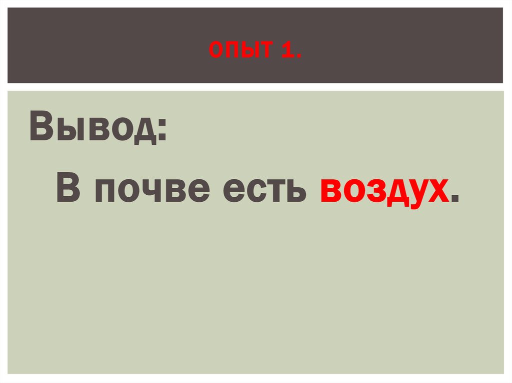 Вывод почв. В почве есть воздух.