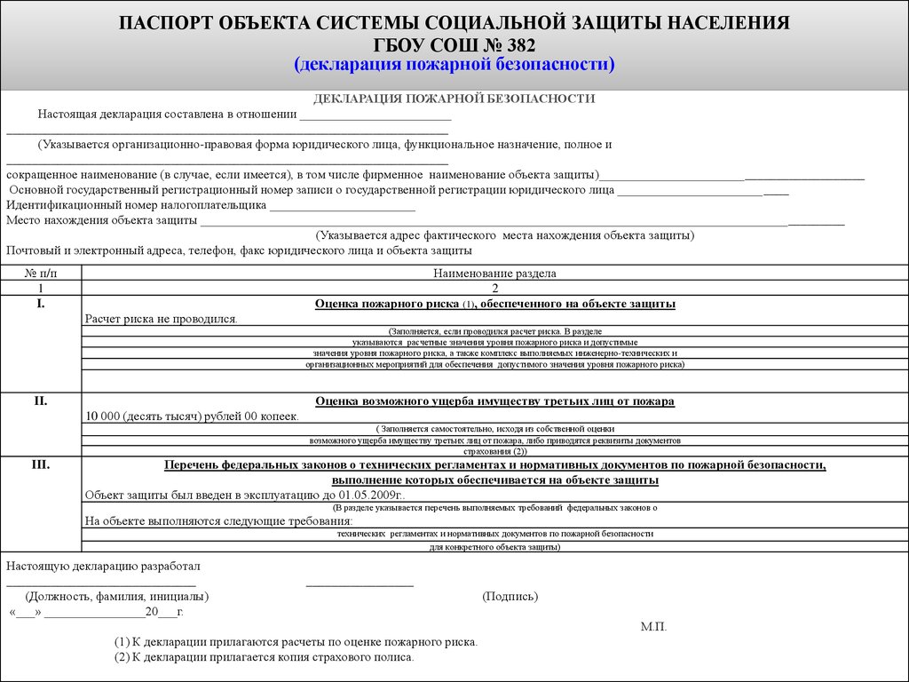 Наименование объекта. Декларация пожарной безопасности здания. Паспорт социальной защищенности объекта. Структура декларации пожарной безопасности. Полное Наименование объекта защиты.