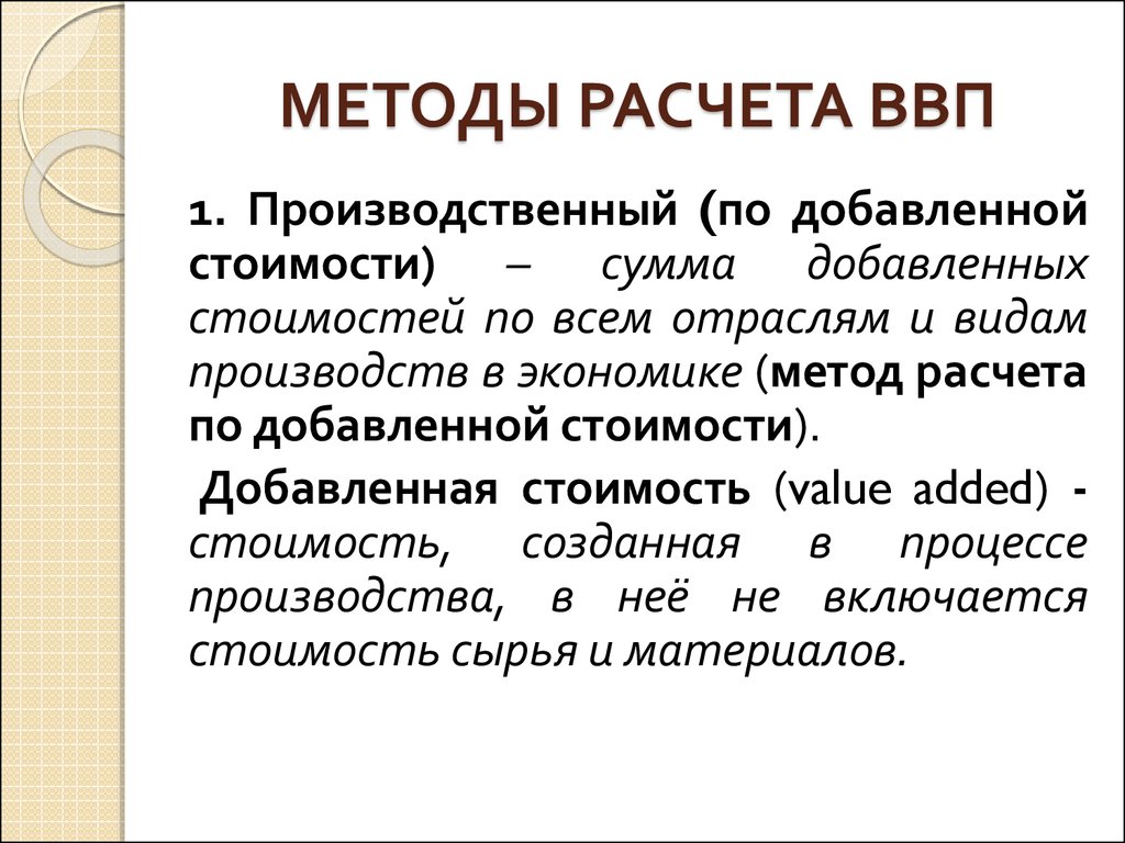 Методы ввп