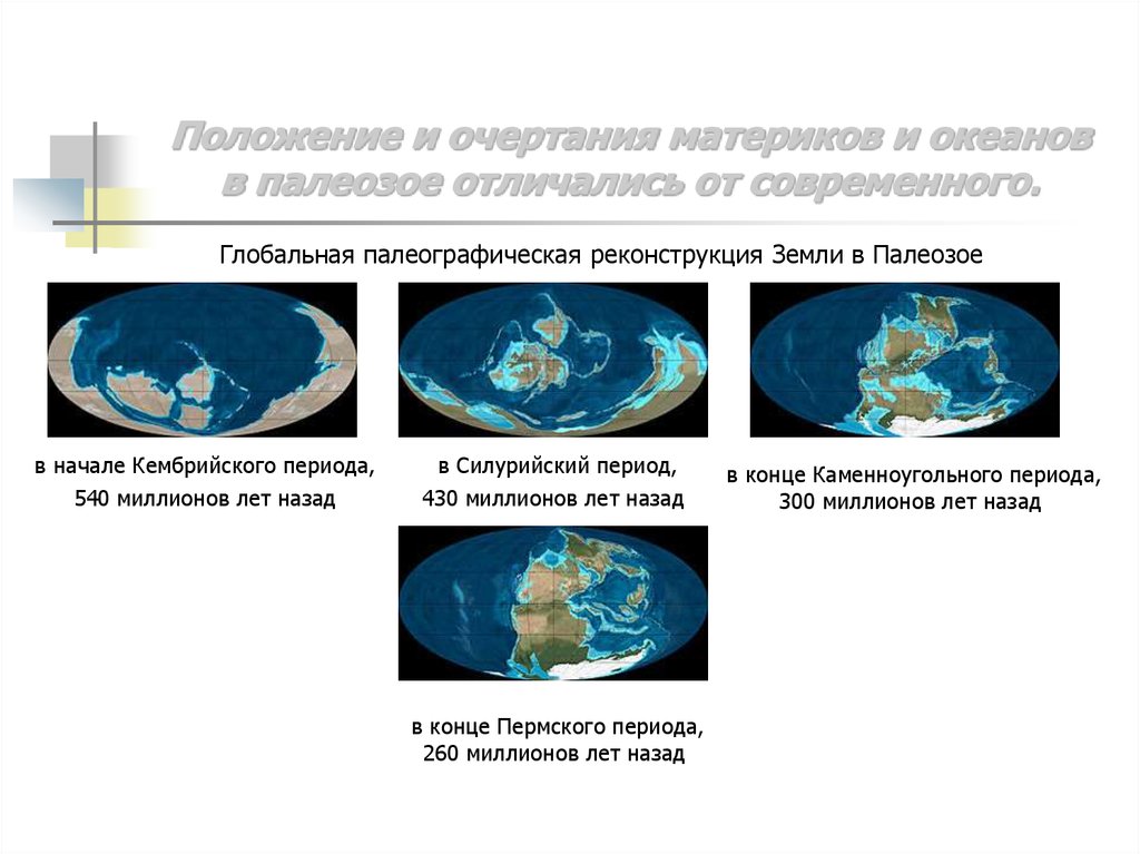 Изменение очертаний материков