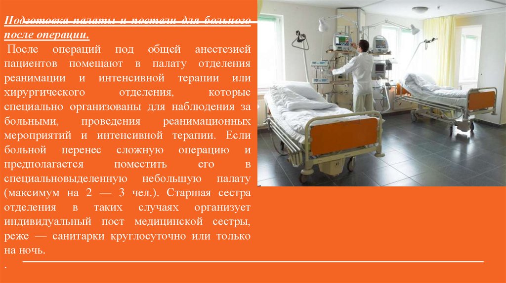 Больной после операции. Подготовка палаты послеоперационного больного. Мониторное наблюдение за больным в отделении реанимации. Больной после операции в палате. Реанимационная палата после операции.