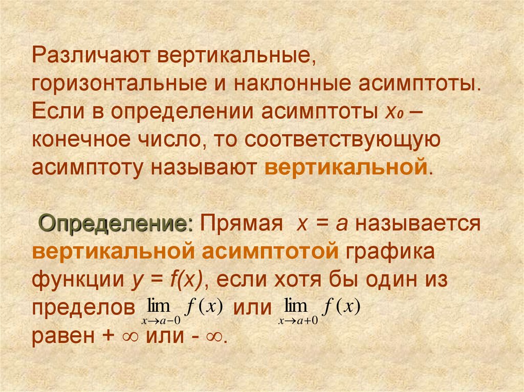 Определите вертикальные и горизонтальные. Асимптоты вертикальные горизонтальные и наклонные. Асимптоты для Графика наклонные вертикальные и горизонтальные. Прямая x x0 называется вертикальной асимптотой Графика. Какая прямая называется горизонтальной асимптотой.