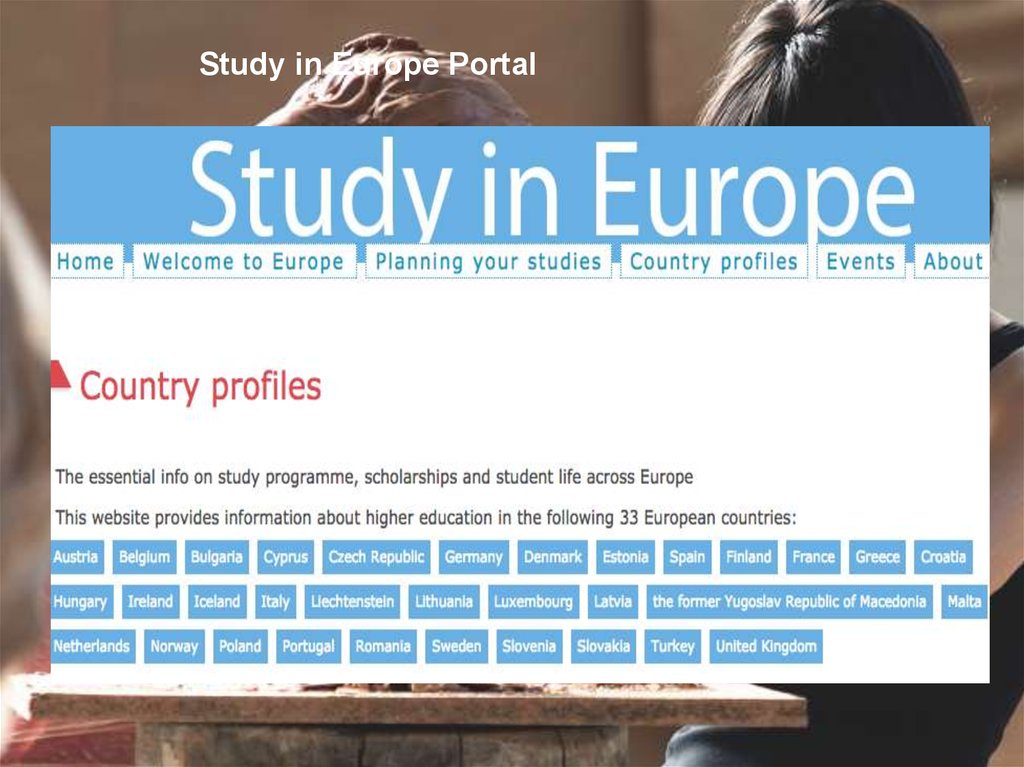 Study in Europe. Portal eu