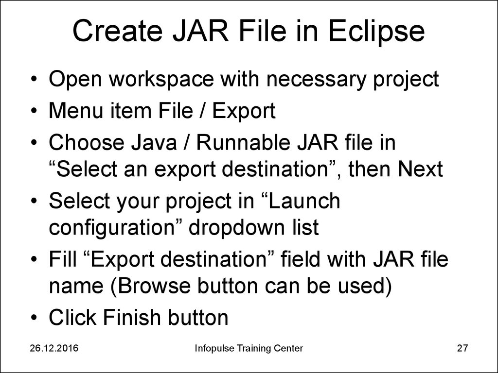 Create JAR File in Eclipse