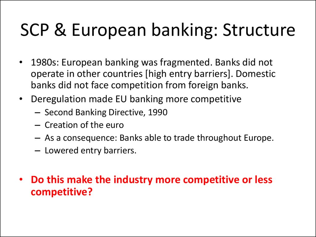 SCP & European banking: Structure