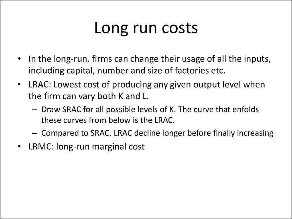 Long run costs