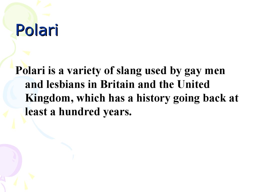 Доклад: British slang and its classification