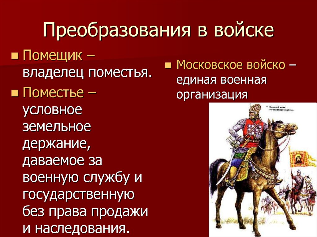 Единое войско. Армия при Иване 3. Московское войско. Преобразование в войске при Иване 3. Московское войско при Иване 3.