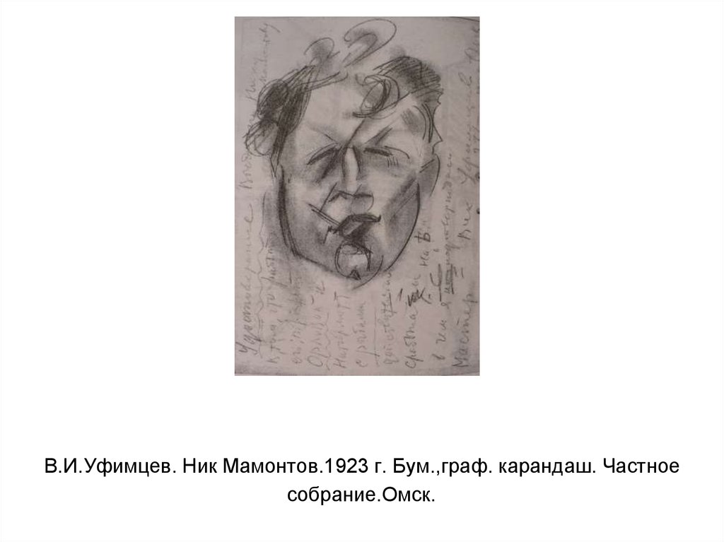 В.И.Уфимцев. Ник Мамонтов.1923 г. Бум.,граф. карандаш. Частное собрание.Омск.