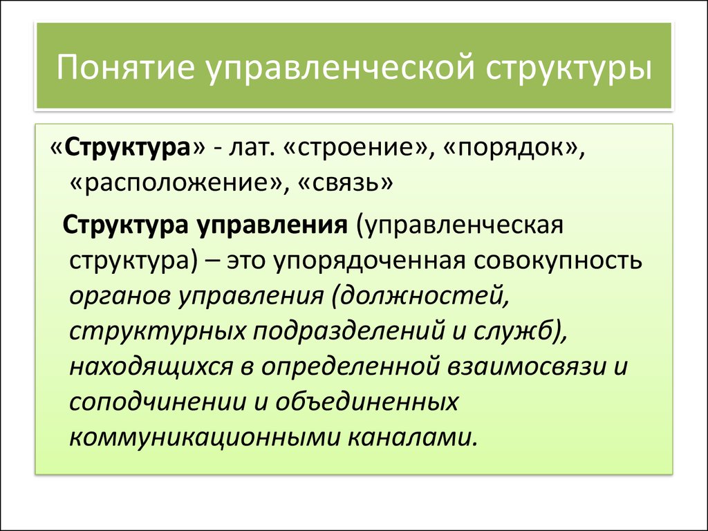 Понятие структурного подразделения