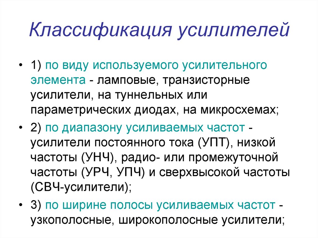 Классы усилителей