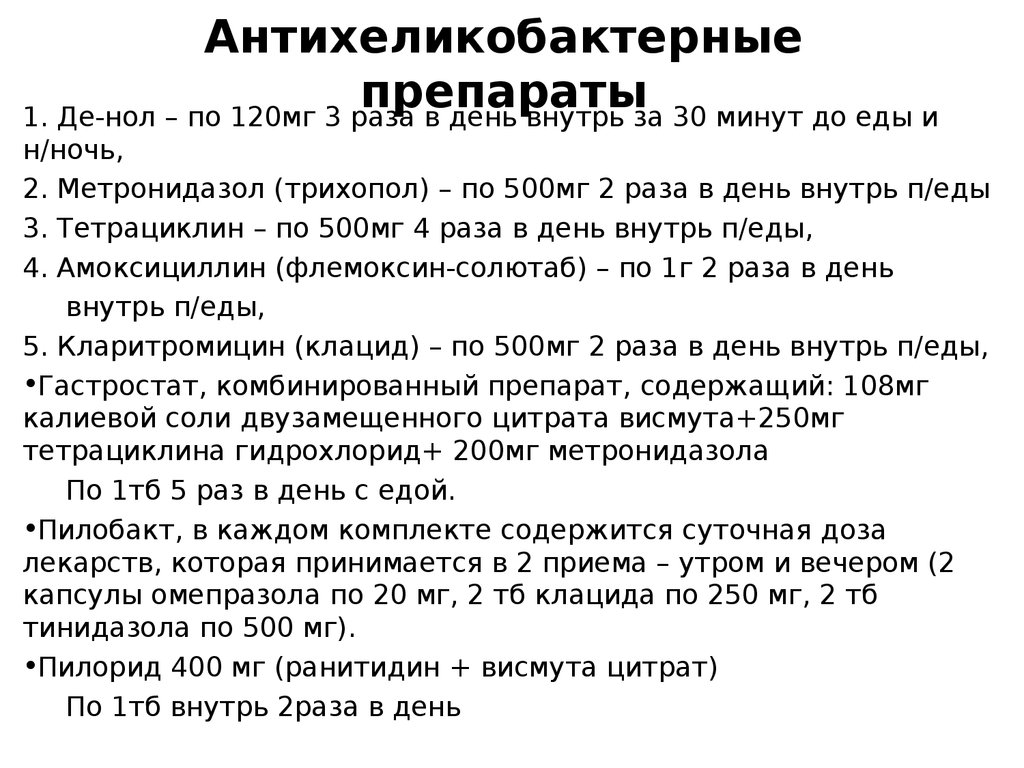 Схема антихеликобактерной терапии