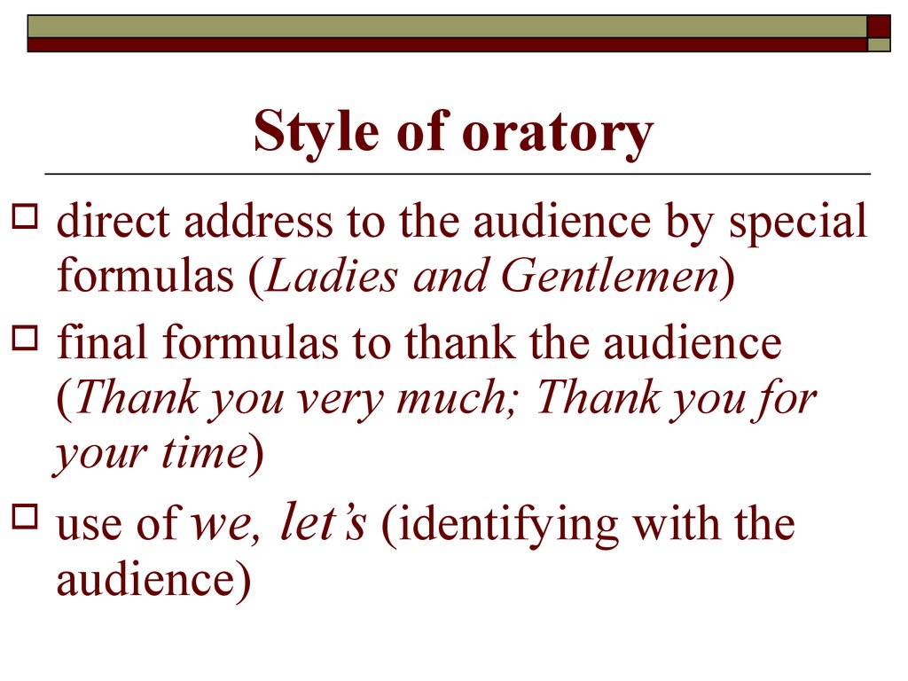 Style of oratory