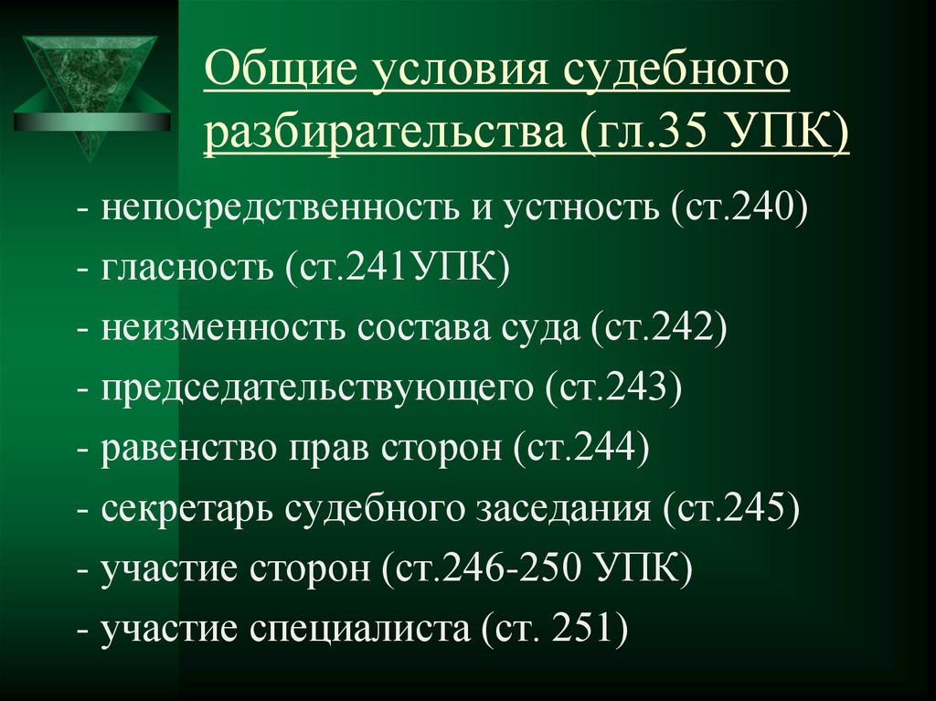 Общие условия судебного разбирательства презентация