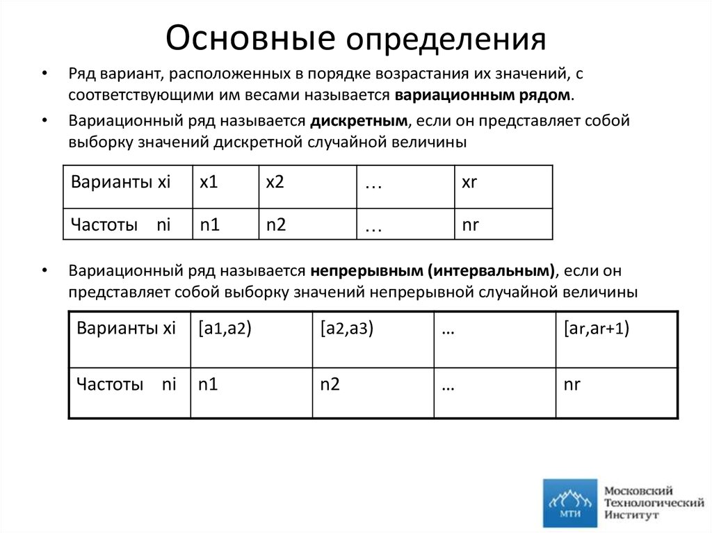 Дискретный вариационный ряд