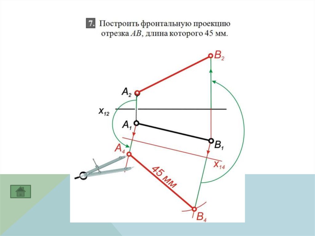 Фронтальная проекция отрезка. Проекция фронтально проецирующего отрезка. Построить фронтальную проекцию отрезка. Как построить фронтальную проекцию отрезка. Построение фронтальной проекции отрезка.