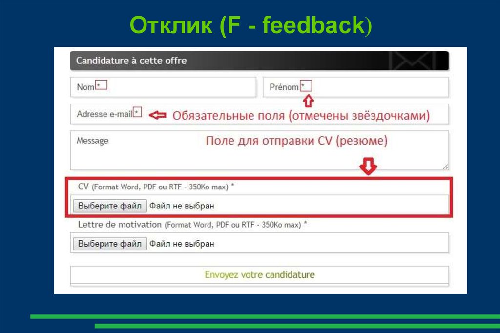 Отклик (F - feedback)