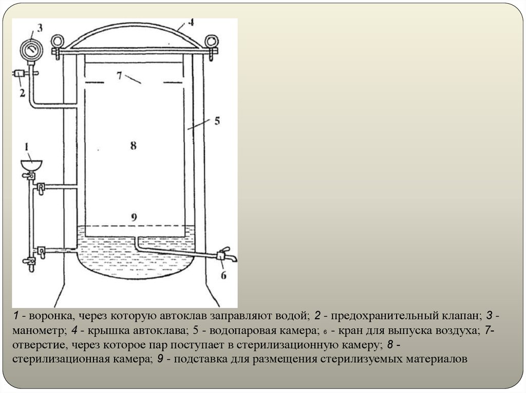 Схема автоклава для стерилизации