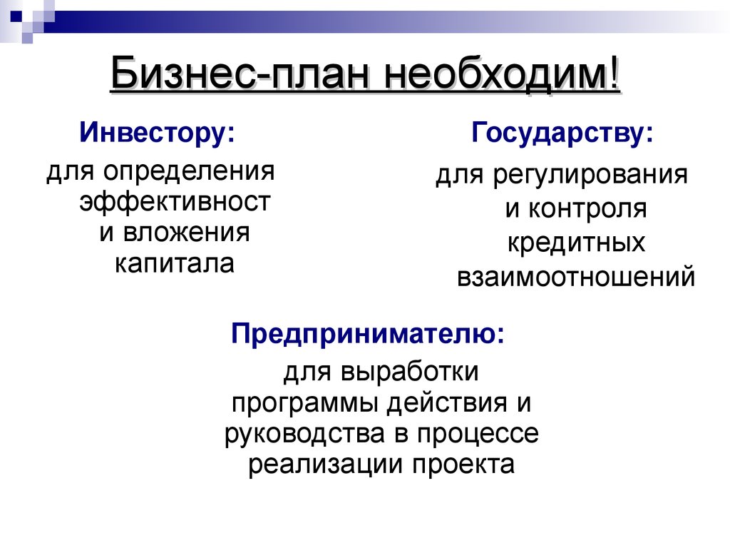 Определение предпринимательского проекта