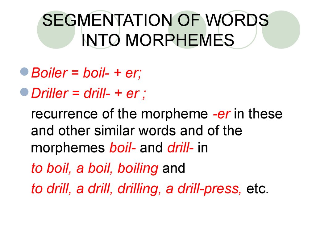 SEGMENTATION OF WORDS INTO MORPHEMES