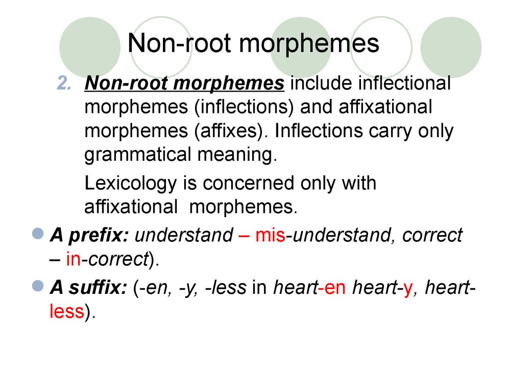 Concern examples. Types of Morphemes Lexicology. Non-root Morphemes. Affixational Morphemes. Non root Morpheme is.