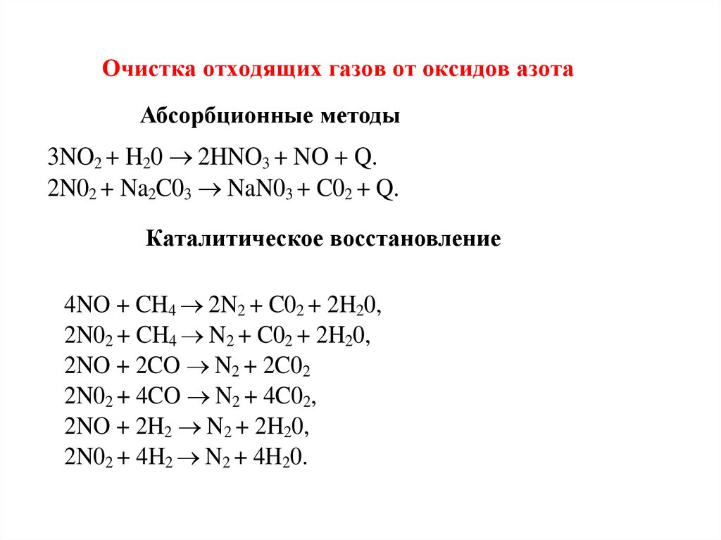 Очистка выхлопных газов от оксидов азота