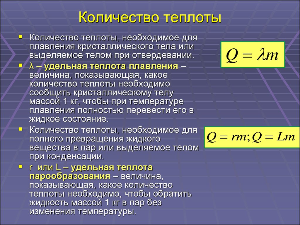 Количество теплоты поглощенное при плавлении