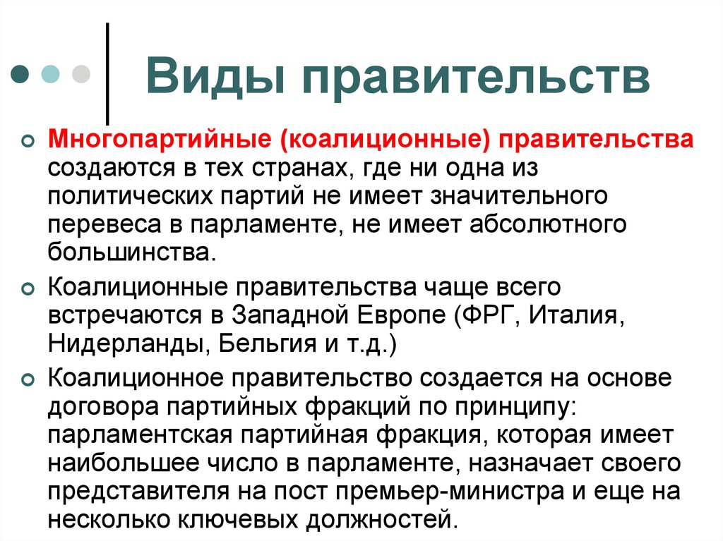 Институты власти. Виды правительства. Виды правительства коалиционное. Многопартийное правительство. Виды правительства в странах.