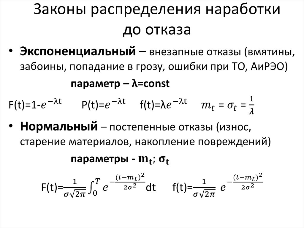 Интенсивность отказов экспоненциальное распределение