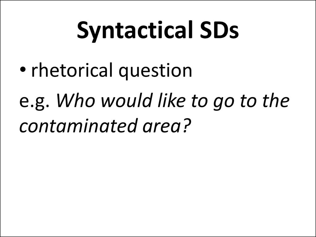 Syntactical SDs