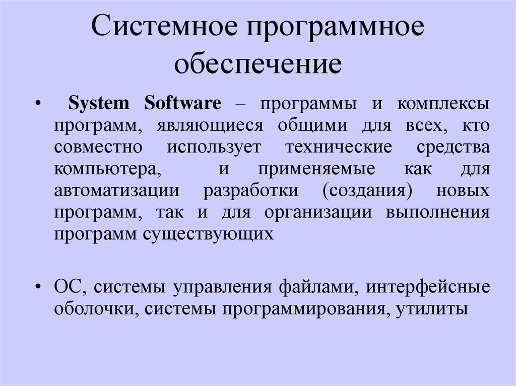 Системное программное обеспечение системы программирования