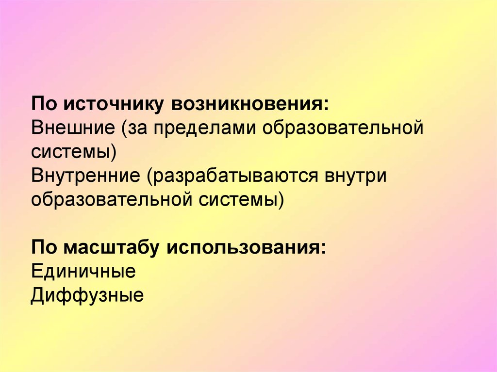 Возникнуть внешне. По источнику возникновения. Происхождении внешней деятельности из внутренней. Происхождение внешней от внутренней.