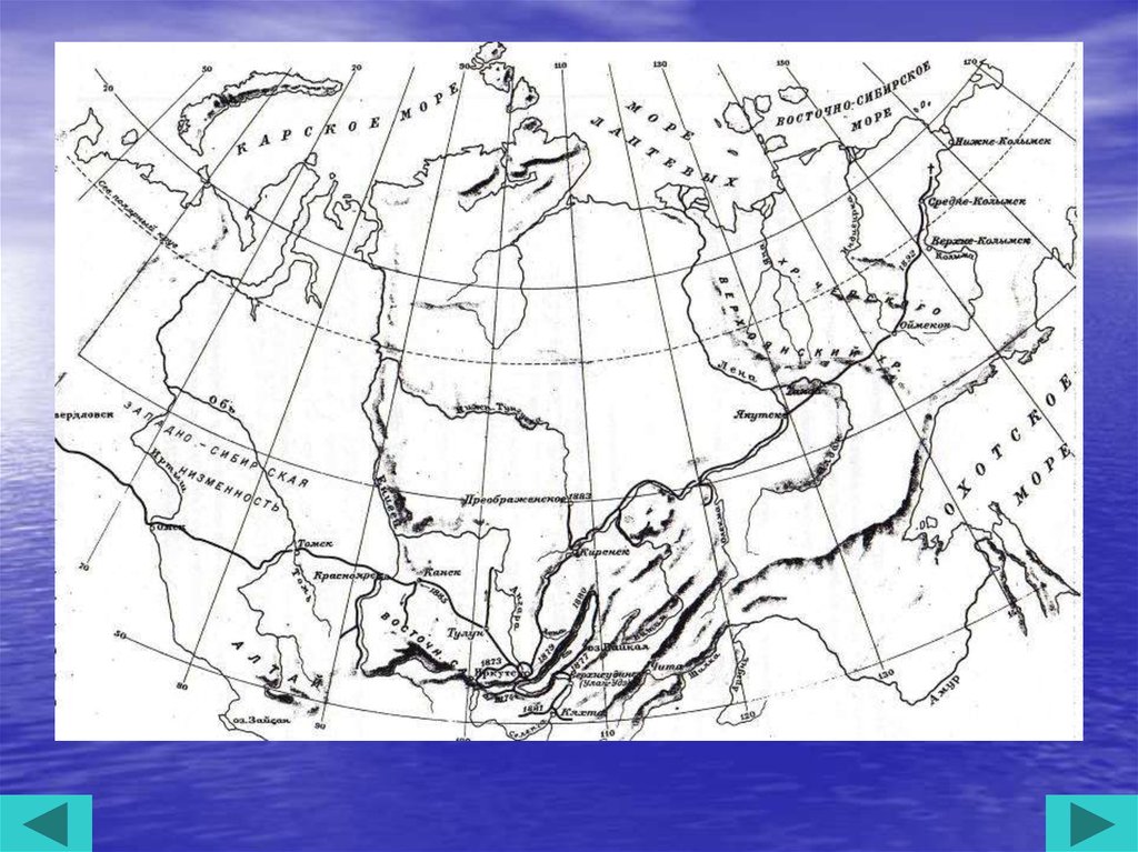 Карта маршрута экспедиции 1891 года исследователя сибири