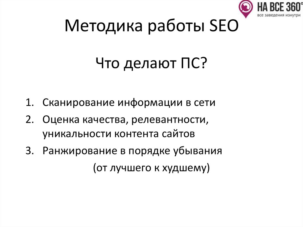 Методика работы SEO