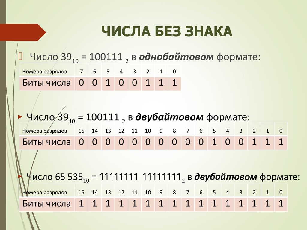 Представление чисел работа числами