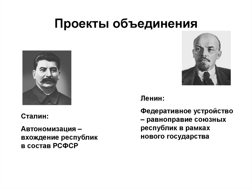 Создание союзных. Проекты объединения Ленин Сталин. Автономизация (проект и.в. Сталина). Проекты объединения советских республик СССР. Проекты образования СССР Ленина и Сталина.