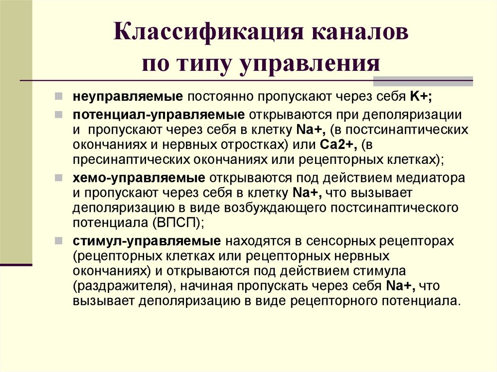 Классификация каналов